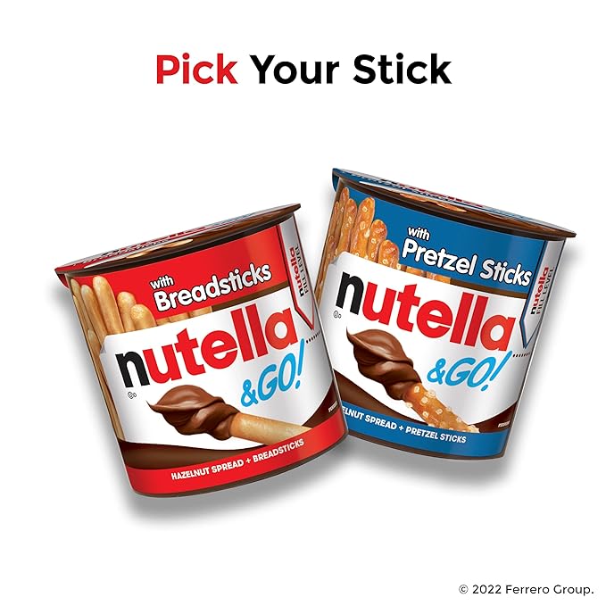 Nutella & GO! Bulk 24 Pack, Hazelnut and Cocoa Spread with Pretzel Sticks, Stocking Stuffers, Snack Cups, 1.9 oz Each