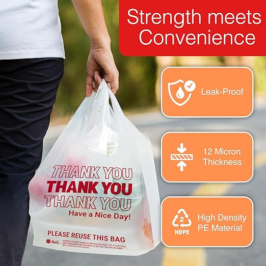 Reli. Plastic Grocery Bags with Handles