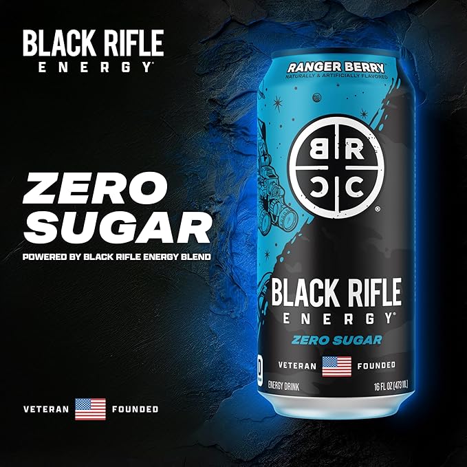 Black Rifle Energy Ranger Berry Zero Sugar Energy Drink, 200mg Caffeine, 16 fl oz can (Pack of 12)