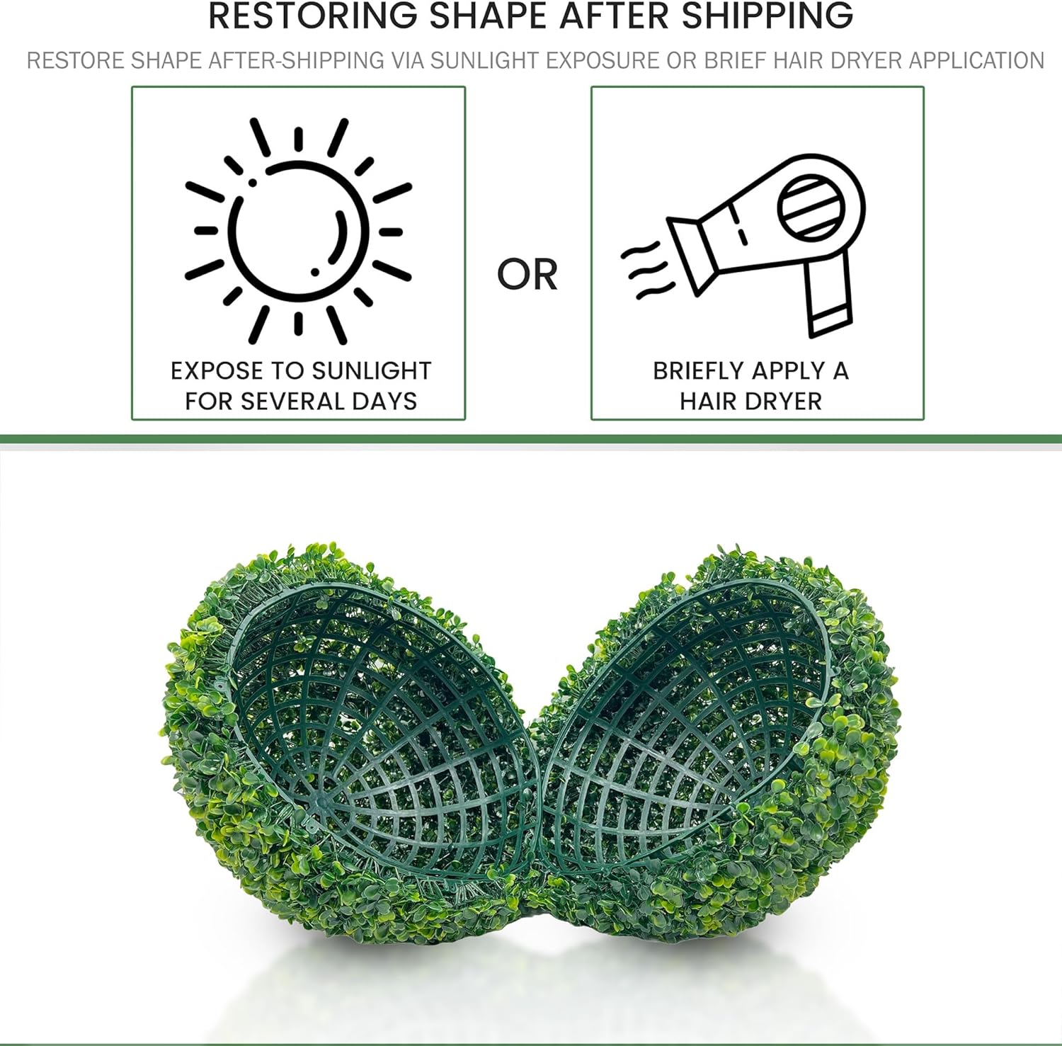 Faux Topiary Boxwood Plant – 2 Pieces 21 Inch Artificial Boxwood Topiary Plant Balls for Indoor & Outdoor Decorations, UV Resistant Decorative Boxwood Garden Spheres (Assembly Required)