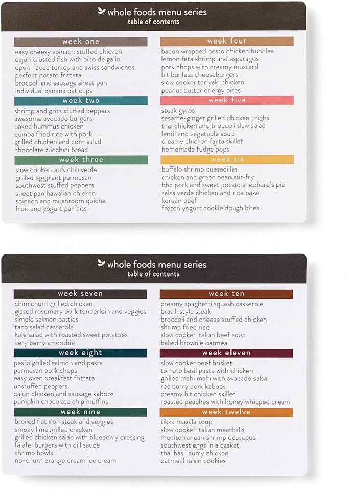 Meal Planner with 72 Recipe Cards (Whole Foods Menu) - Weekly Menu Planner | Sturdy Recipe Box | 12 Reusable Grocery Shopping Lists | 5 Blank Recipe Cards | Recipe Card Protector | Recipe Ideas
