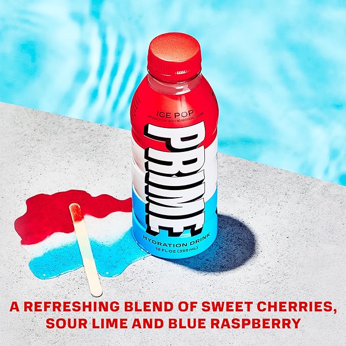 PRIME HYDRATION Variety - Blue Freeze, Cherry Freeze, ICE POP Sports Drinks, Electrolyte Enhanced for Ultimate Hydration, 250mg BCAAs, B Vitamins, Antioxidants, Low Sugar, 12 Fl Oz, 15 Pack