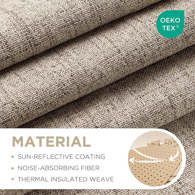 Joydeco Blackout Curtains for Bedroom - 84 Inch Long Blackout Curtains 2 Panels, 100% Light Blocking Thermal Insulated Room Darkening Curtains, Linen Textured for Living Room, Rod Pocket & Back Tabs