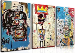 3 Pcs of Street Art Blue Graffiti Wall Decor Print Modern Artist Aesthetics Canvas Paintings Artwork Abstract Picture Poster Man Cave Living Room Bedroom Bathroom Office Home Decorations Ready To Hang