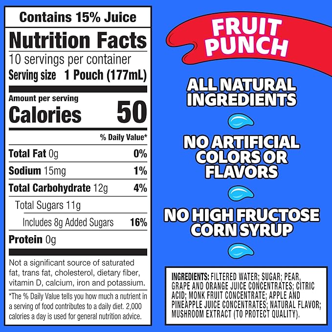Capri Sun Fruit Punch Ready-to-Drink Juice (40 Pouches, 4 Boxes of 10)