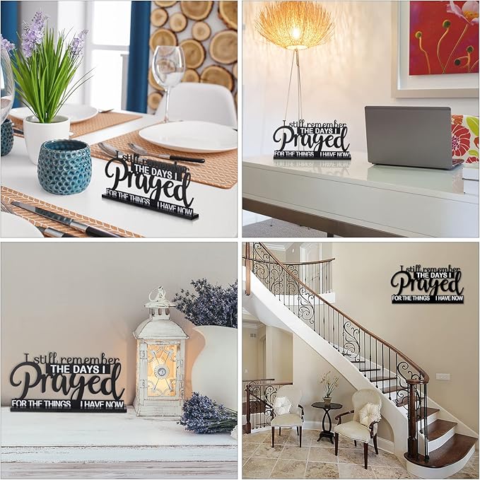 Jetec I Still Remember The Days I Prayed Sign Inspirational Table Blessed Signs Motivational Decor Farmhouse Table Home Centerpieces Faith Wooden Shelf for Living Room Office(Classic Style)