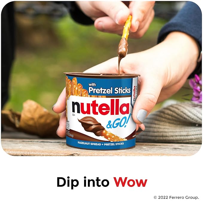 Nutella & GO! Bulk 24 Pack, Hazelnut and Cocoa Spread with Pretzel Sticks, Stocking Stuffers, Snack Cups, 1.9 oz Each