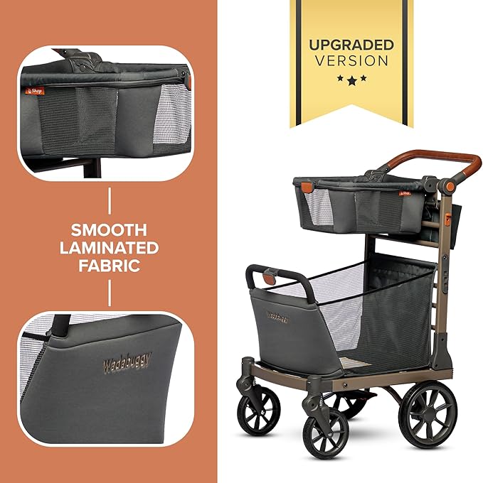 Shop Foldable Shopping Cart - Portable & Lightweight Folding Utility Carts with Easy to Maneuver Wheels, Storage Baskets for Grocery and Heavy Duty, Cup Holders & Zippered Pouch