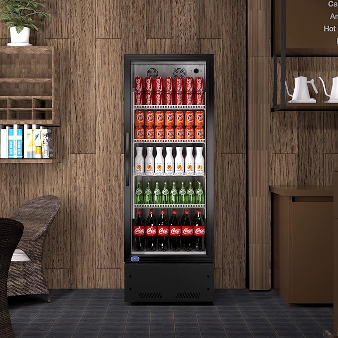 8 Cu.ft Merchandiser Refrigerator, 35~46℉, 21.7" W Glass Door Upright Display Refrigerator, Beverage Cooler, LED Lighting, Drink Fridge-Black, for Home Restaurant Grocery Stores