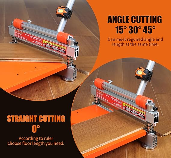 Laminate/Vinyl Floor Cutter, 13” Vinyl Plank Cutter with Wheels – Easy Angle & Length Cutting, Flooring Tools - Cuts Laminate Floor, Engineered Wood, LVP, LVT, VCT, SPC, WPC, HSS Blade/LED Light