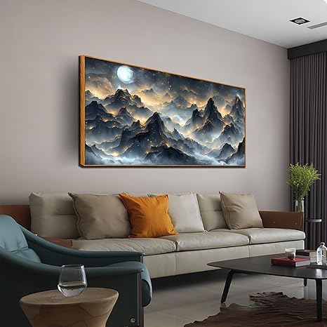 Large Wall Art Landscape Wall Paintings for Living Room Mountain Artwork Black Art 29"x 59" Nature Wall Decor Bird Posters for Home Office