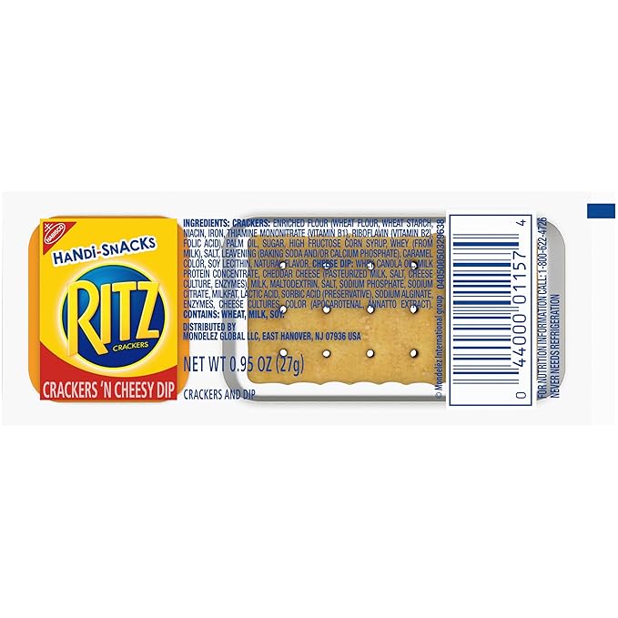 Handi-Snacks RITZ Crackers 'N Cheesy Dip Snack Packs, School Snacks, 20 Snack Packs