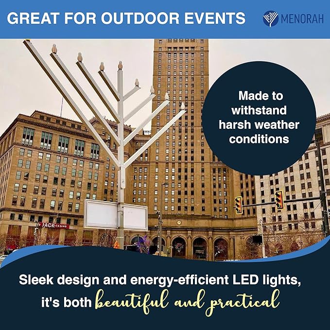 9 FT LED Electric Menorah - Bright LED Lights W/Sequential Lighting | Holiday Decoration for The Office, Home or Outdoor Displays | Easy Set Up | Touch Pad + Remote Control