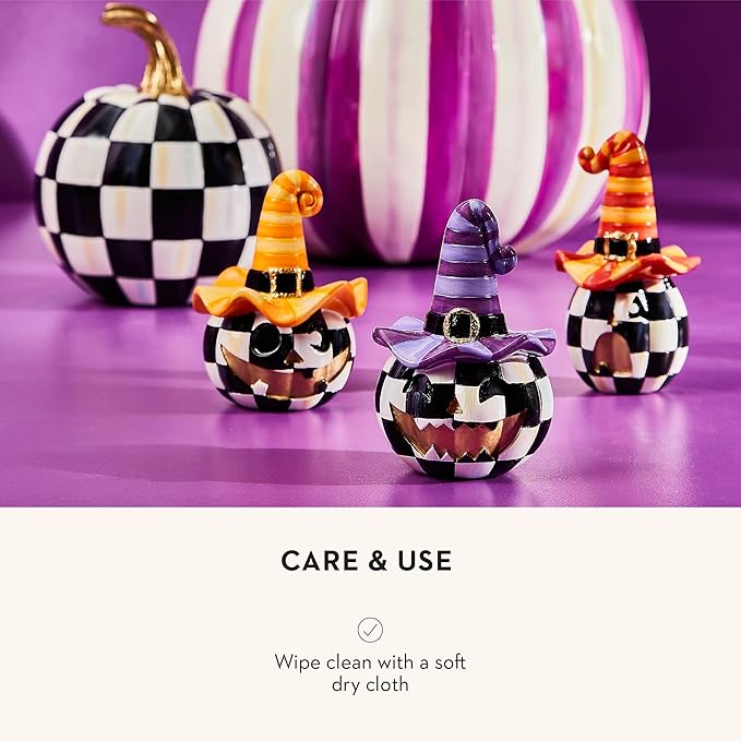 MACKENZIE-CHILDS Mini Happy Jack Pumpkins, Resin Halloween Decor for Home Decoration, Set of 3
