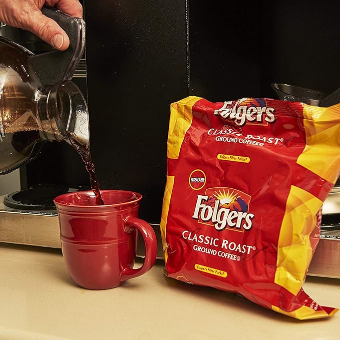 Folgers Classic Roast Filter Packs, Premeasured Ground Coffee and Filter in a Single Pouch, 160 Count (Pack of 4)