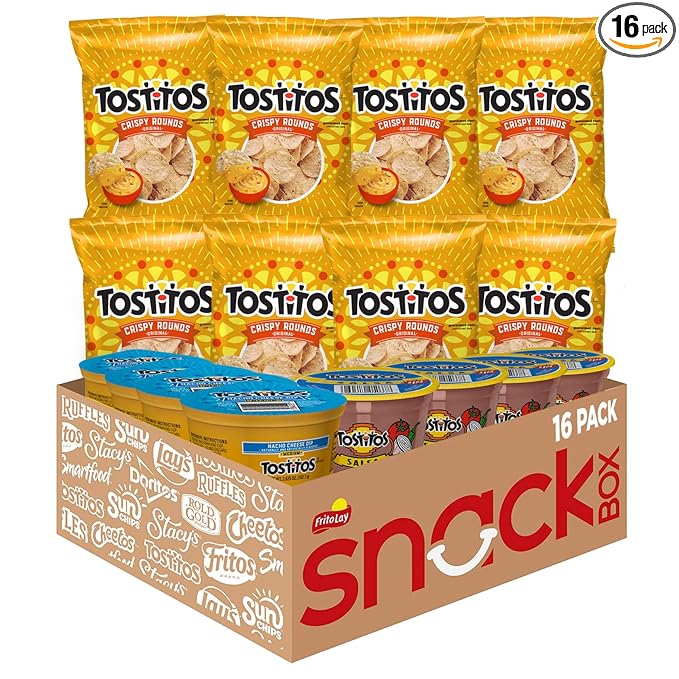 Tostitos Tortilla Chips Chip & Salsa Pack, 3oz Tostitos Crispy Rounds & 3.8oz Medium Salsa (16 count)