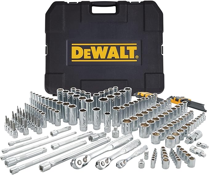 DEWALT Mechanics Tool Set, SAE and Metric, 1/2, 1/4, 3/8 Drive Sizes, 192-Piece (DWMT75049)