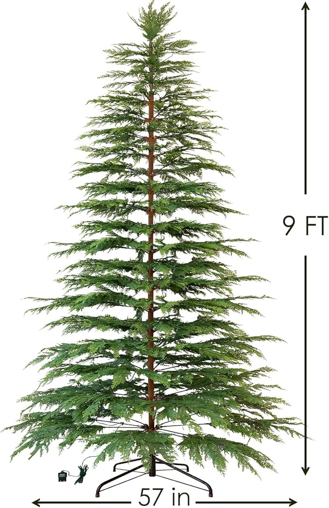 Christmas Tree - Christmas Decorations - 9 Ft Pre-Lit Twinkle Artificial Christmas Cypress Tree with 430 LED Lights- Xmas Holiday Decor for Indoor Home Party Living Room Office Decoration