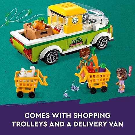 LEGO Friends Organic Grocery Store 41729, Supermarket Toy Shop for Girls and Boys 8 Plus Years Old, Playset with Truck & 4 Mini-Dolls