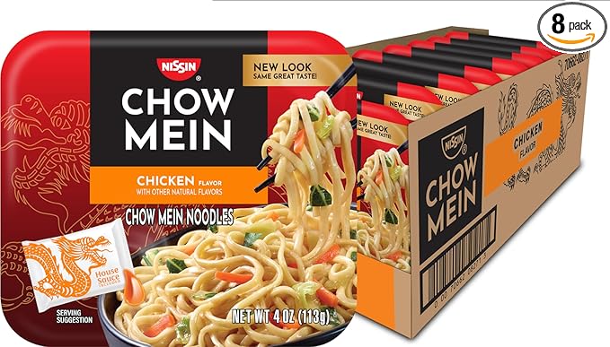 Nissin Chow Mein Noodles, Teriyaki Chicken, 4 Ounce (Pack of 8)