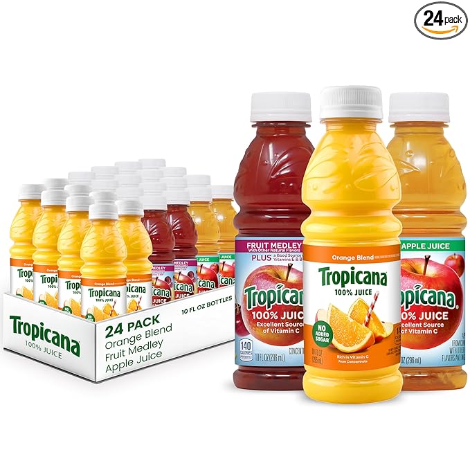 Tropicana 100% Juice 3-flavor Classic Variety Pack,10 Fl Oz (Pack of 24)