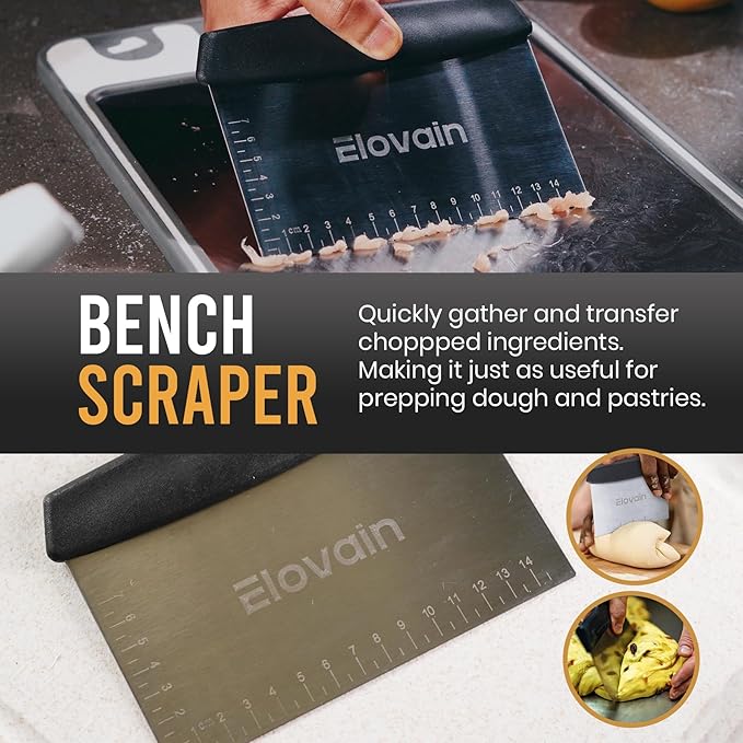 Dual-Sided Stainless Steel Cutting Board with Knife Sharpener – Multi-Use, Hygienic Prep for Daily Kitchen Use – Non-Slip, Dishwasher Safe, Includes Scraper & Finger Guard – 3-Pc Set