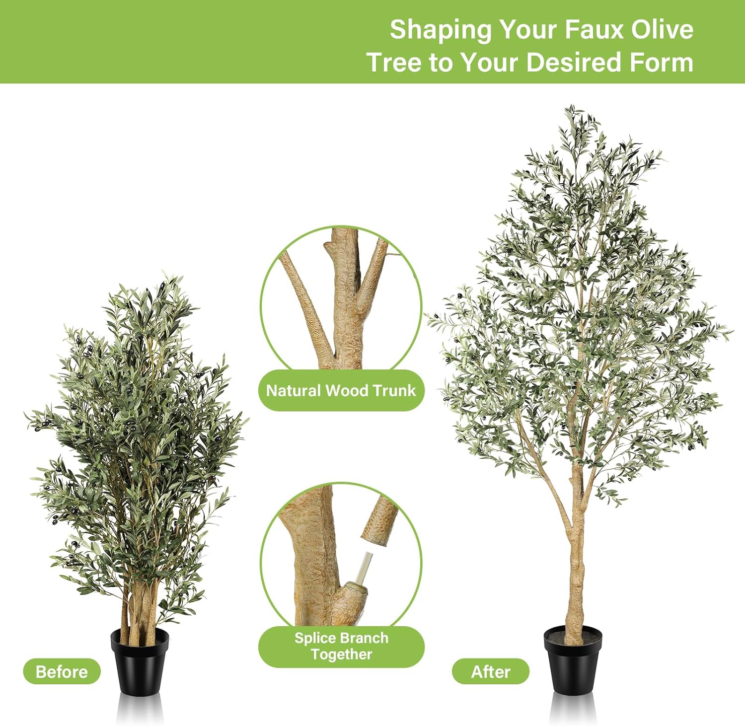 Realead Artificial Olive Tree 10 Feet, Large Fake Olive Tree with Natural Wood Trunk and Lifelike Fruits, Tall Faux Olive Tree 10ft for Home Office Decor