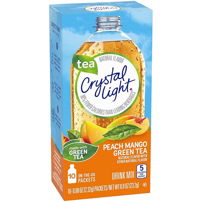 Crystal Light On The Go Peach Mango Green Tea Drink Mix, 10-Packet Box (Pack of 15)