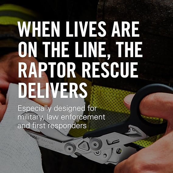 LEATHERMAN, Raptor Rescue, 6-in-1 Heavy-Duty Emergency/Trauma Shears, Made in the USA, Utility Holster Included