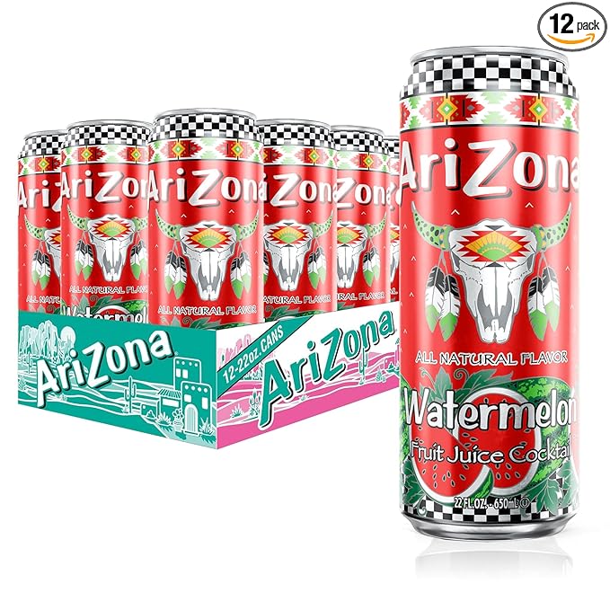 AriZona Watermelon, Fruit Juice Cocktail - Big Can, 22 Fl Oz (Pack of 12)