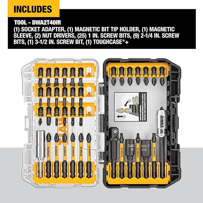 DEWALT Screwdriver Bit Set, Impact Ready, FlexTorq, 40-Piece (DWA2T40IR)