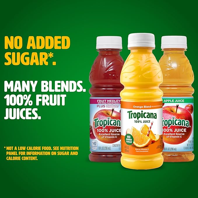 Tropicana 100% Juice 3-flavor Classic Variety Pack,10 Fl Oz (Pack of 24)