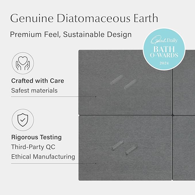 Dorai Home Stone Bath Mat for Bathroom – Large, Quick-Drying, Non-Slip Surface, Customizable Design, 22.3" L x 31.6" W x 0.6" H, Slate