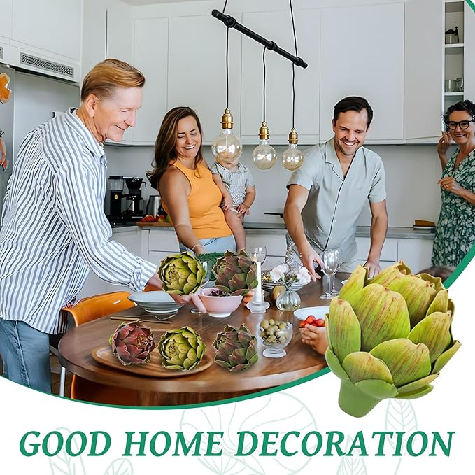 6Pcs Large Colorful Artificial Artichokes Fake Vegetables Faux Artichokes for Wedding, Party, Home, Kitchen, Table Decorations