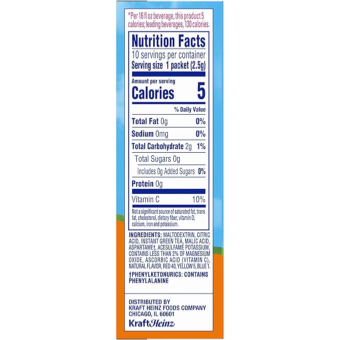 Crystal Light On The Go Peach Mango Green Tea Drink Mix, 10-Packet Box (Pack of 15)