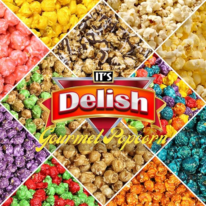 Holiday Red & Green Popcorn by It's Delish, 16 Oz Jumbo Container | Bulk Gourmet Air Popped Pop Corn Snack - Fruity Christmas Themed Candy Confetti – Gluten Free, Vegan, Kosher, 1 Count