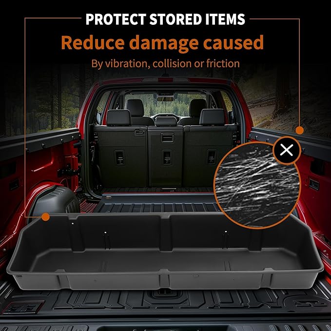 KUAFU Full Size Truck Bed Storage Box Compatible with Ford Chevrolet GMC Dodge Ram Toyota Nissan Universal 55 Inch - 69 inch Wide Adjustable Beds Secure Cargo Organizer Protect Groceries