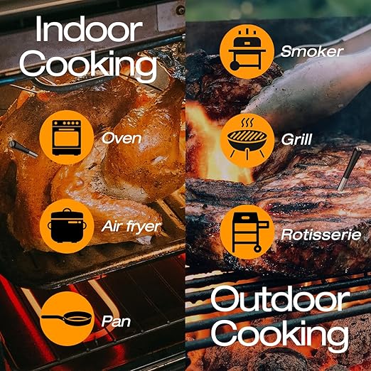 COOKIT 2 Probes Digital Bluetooth Thermometer, 700ft Meat Thermometer for Turkey Beef Rotisserie BBQ, Oven, Grill & Smoker-Effortless Steak Cooking