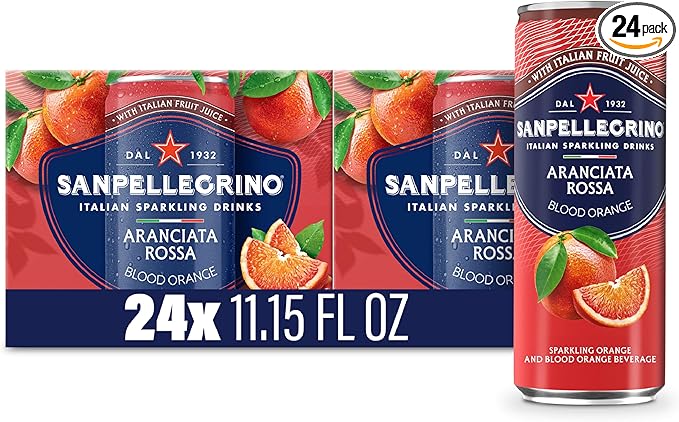 Sanpellegrino Italian Sparkling Drink Aranciata Rossa, Sparkling Orange And Blood Orange Beverage, 24 Pack Of Cans