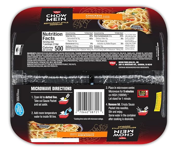 Nissin Chow Mein Noodles, Teriyaki Chicken, 4 Ounce (Pack of 8)