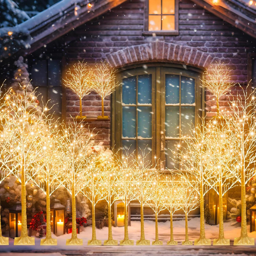 16 Pcs Lighted Birch Tree 8 Modes Christmas Artificial LED Warm White Lights Birch Tree for Indoor and Outdoor Home Decor Thanksgiving Holiday Decoration (2ft 3ft 4ft 5ft 6ft)