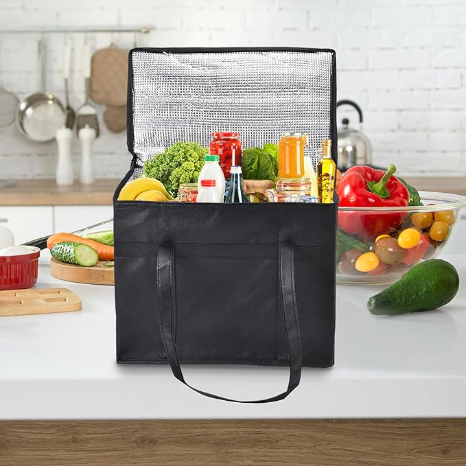 4-Pack Insulated Food Delivery Bags – 2 XXXL & 2 XL Reusable Hot & Cold Thermal Bags with Removable Base Plates – Catering, Pizza Delivery, Grocery & Travel