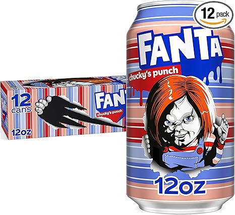 Fanta Fruit Punch Caffeine Free Soda Soft Drink, Chucky's Punch Halloween Edition, 12 fl. oz. cans, 12 pack