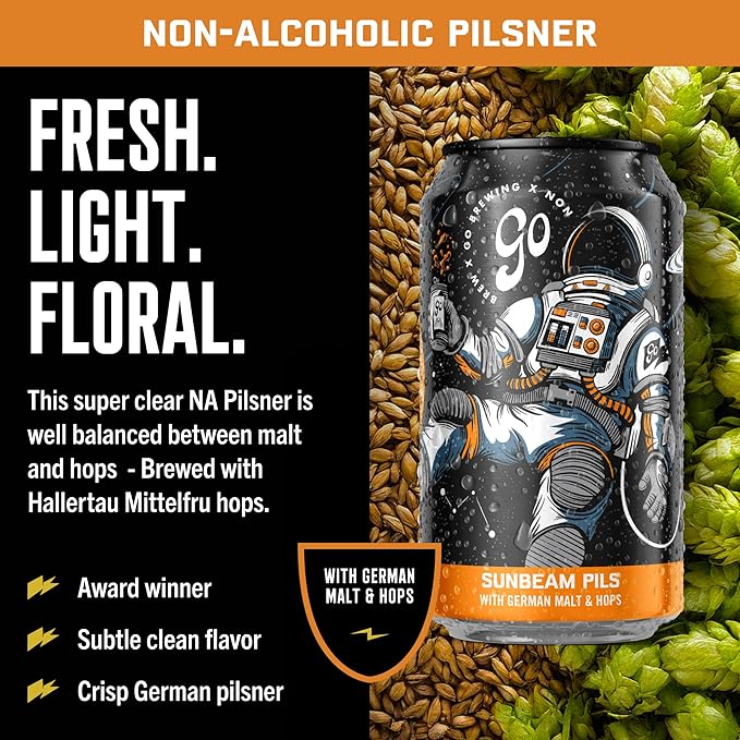 Go Brewing - 12 Mixed Pack - Non-Alcoholic Craft Brew - Small Batch Brew - Classic Ingredients - Non Alcoholic Assorted Variety Pack - Low-Calorie, NA Brew - Ideal for Any Occasion (12 oz, 12 Pack)