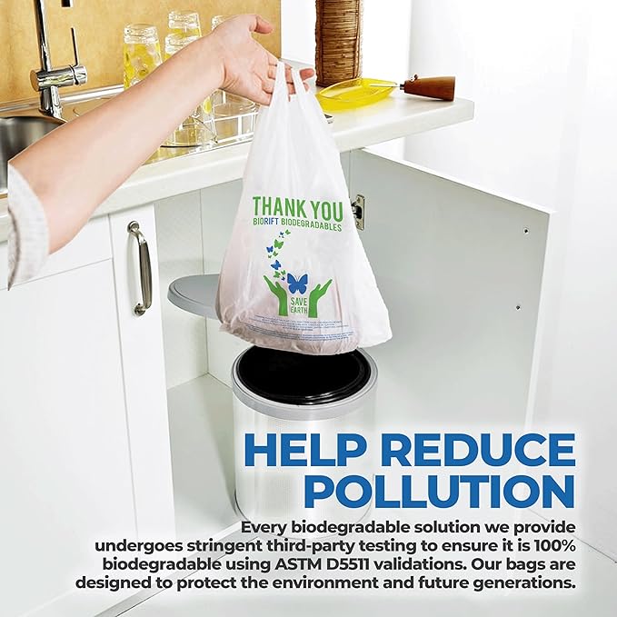 Biodegradable Thank You Bags | 1000 Count - Bulk | Extra Thick, Strong, Recyclable, & Reusable | 100% Biodegradable Shopping Bags, Grocery/Restaurant/Supermarket | 12" x 6.5" x 22" |