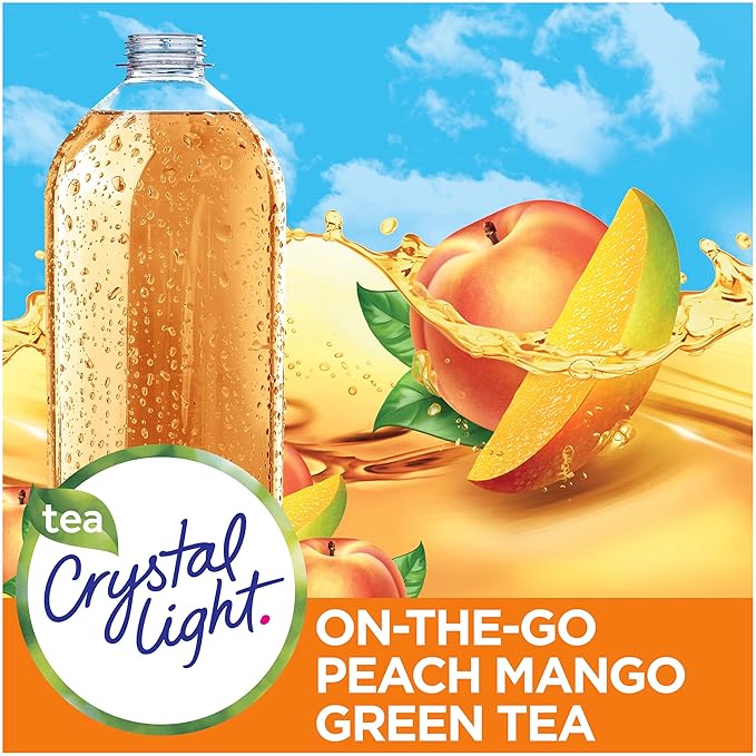 Crystal Light On The Go Peach Mango Green Tea Drink Mix, 10-Packet Box (Pack of 15)