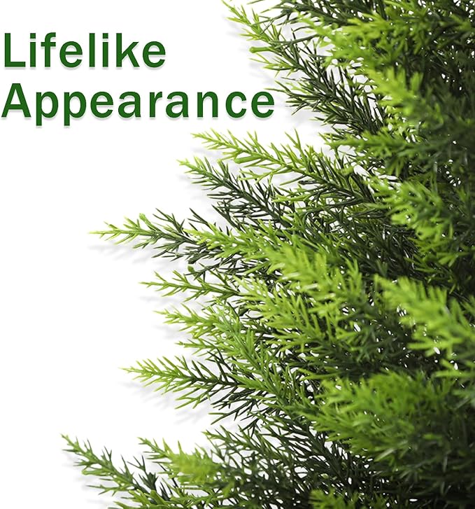 HMASYO 3FT Artificial Cedar Topiary Trees Set of 2, Realistic Potted Fake Cypress Tree Faux Pine Shrubs Plants with UV Resistant for Indoor Outdoor Home Porch Front Door Garden Offices Decorations