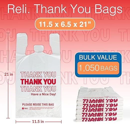 Reli. Plastic Grocery Bags with Handles