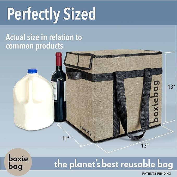 Collapsible Reuseable Insulated Grocery Bag - Stackable Heavy Duty Grocery Tote - (1 Pack) 2 Year Warranty.