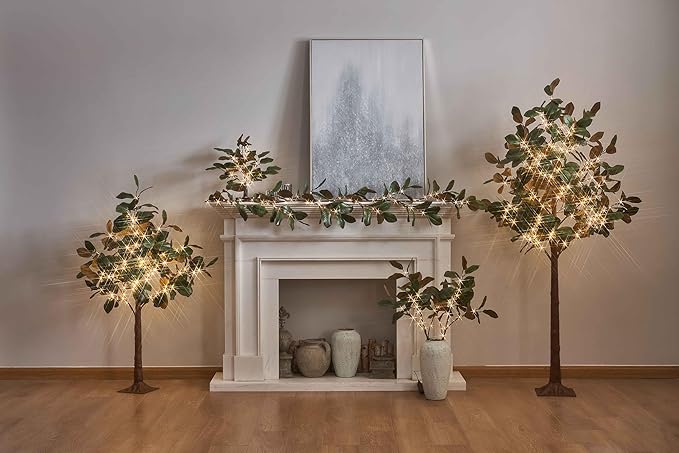 Hairui Lighted Magnolia Tree 6FT 280 LED Fairy Lights, Faux Plant Tree with Lights for Home Holiday Spring Decoration